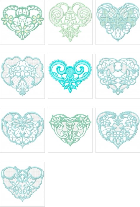 Drawn Thread Hearts by Julie Hall