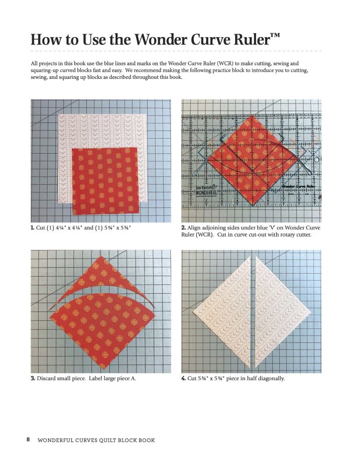 Wonderful Curves Sampler Quilt Block Book - Wonder Curve Ruler