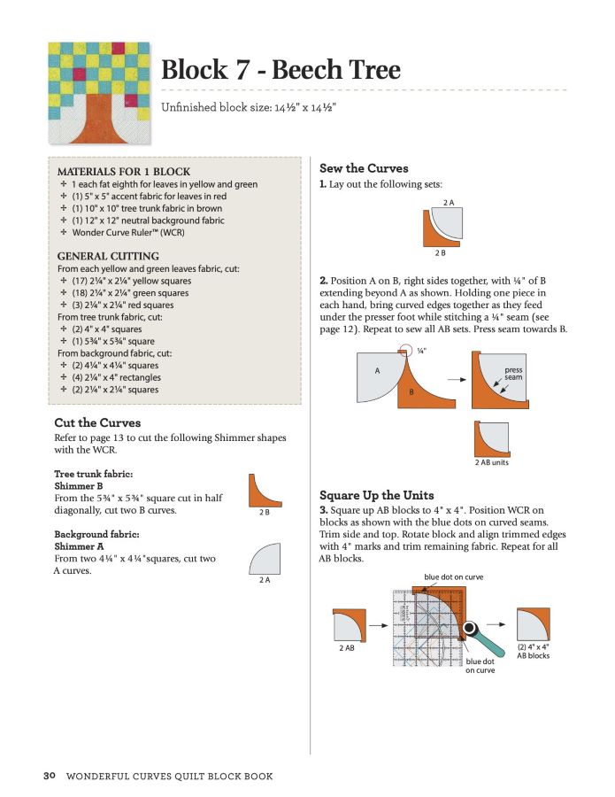 Wonderful Curves Sampler Quilt Block Book - Wonder Curve Ruler