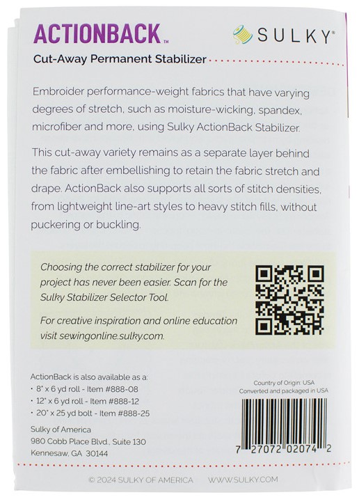 Sulky ® ActionBack™  Cut-Away 12" x 6yd Roll