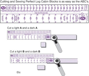 Log Cabin Ruler for 1/2" and 1" finished strip widths