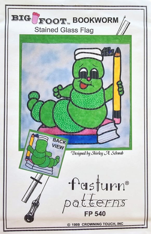 Big Foot Bookworm Stained Glass Flag Pattern - Fasturn