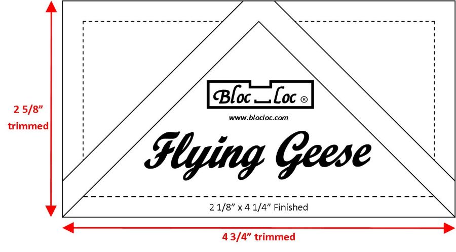 Bloc Loc Flying Geese Square Up Ruler 2 1/8” x 4 ¼”