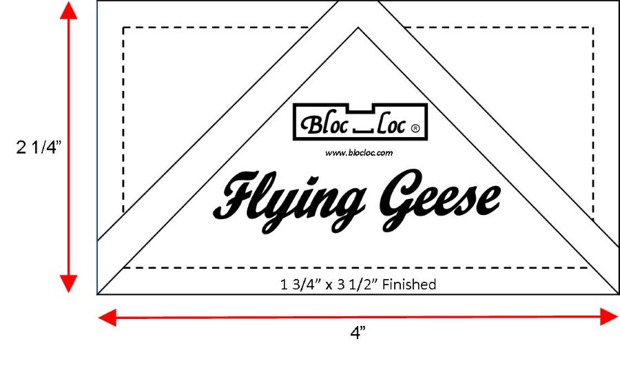 Bloc Loc Flying Geese Square Up Ruler 1 ¾” x 3 ½”