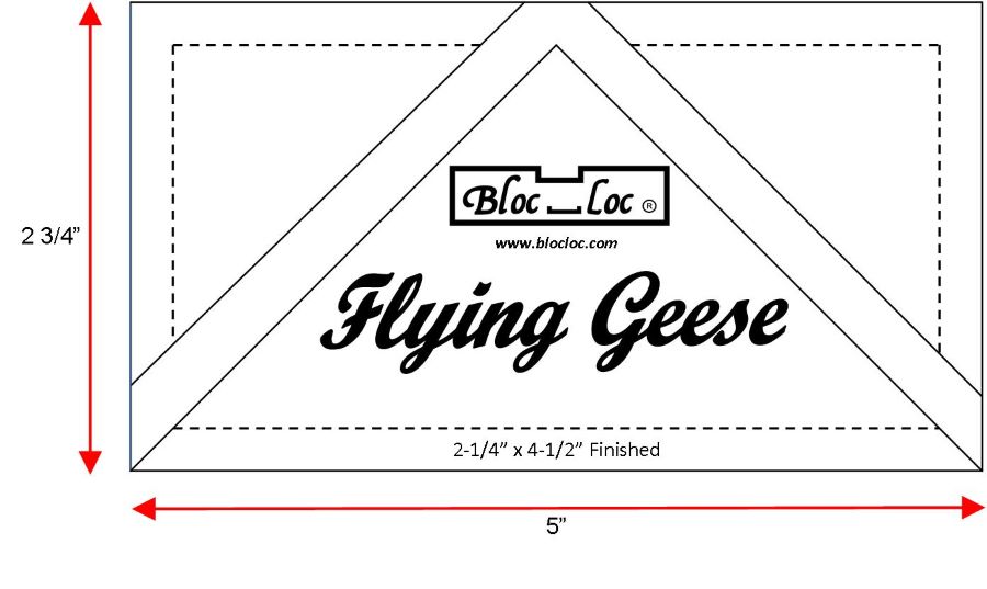 Bloc Loc Flying Geese Square Up Ruler 2 ¼” x 4 ½”