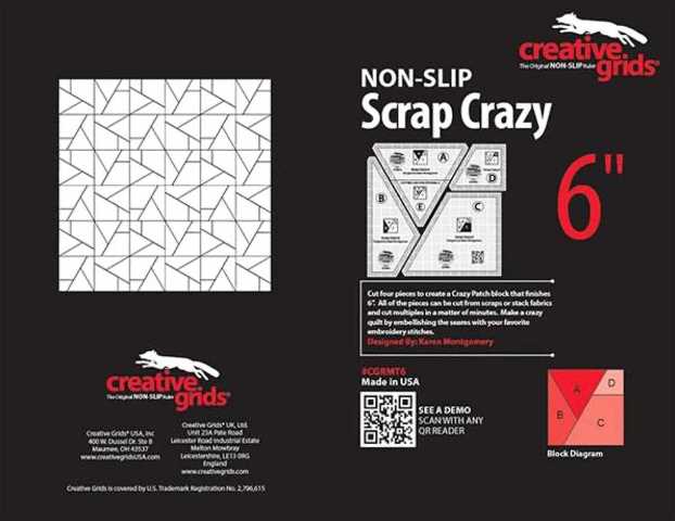 Creative Grids Scrap Crazy 6 Templates Quilt Ruler