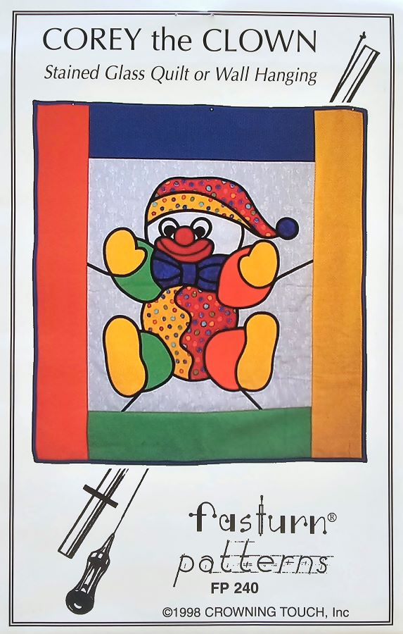 Corey Clown Stained Glass Quilt or Wall Hanging Pattern - Fasturn