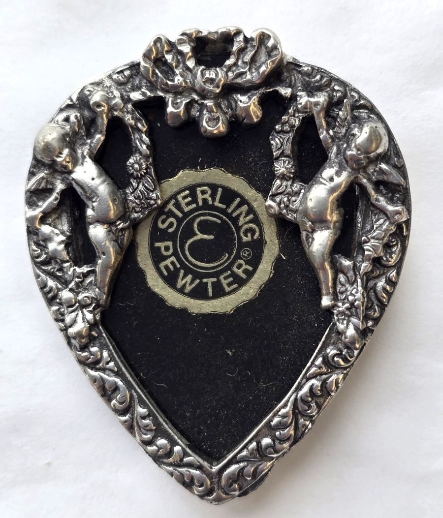 Elias Frame Brooch - Sterling Pewter with Cherubs