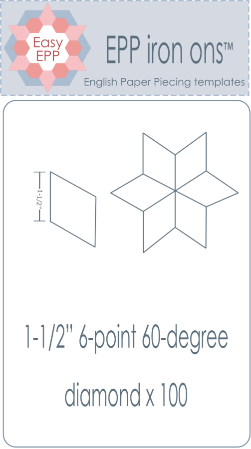 1 1/2" 60° Diamond 100/pkt EPP Iron Ons by Hugs 'n Kisses