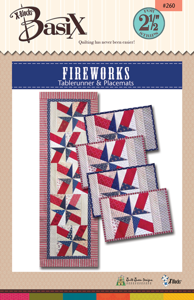Fireworks Tablerunner and Placemats - X-Blocks Quilt Pattern