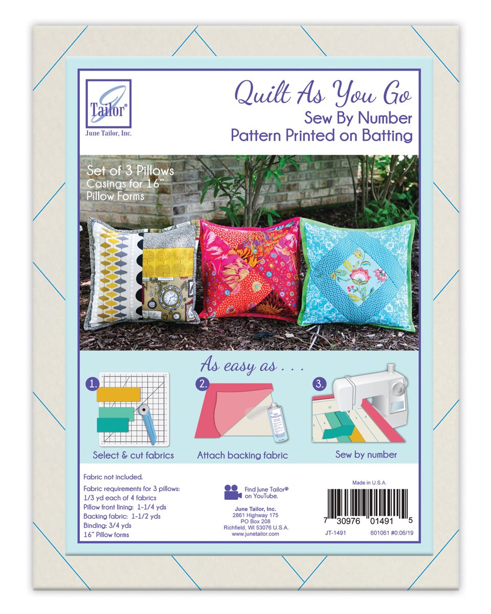 Quilt As You Go Pre-Printed Batting - Pillow / Cushion Covers  - June Tailor