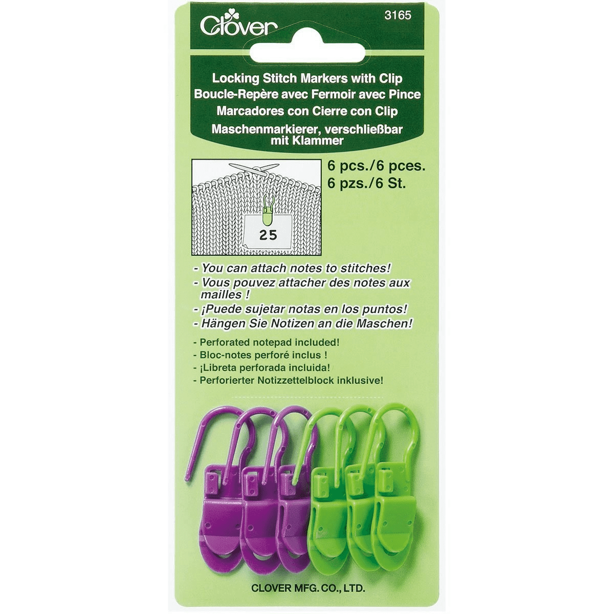 Locking Stitch Markers with Clip by Clover