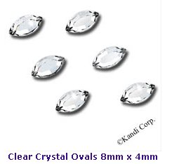 Hot-Fix Swarovski&reg; Crystal Oval  8mm x 4mm (6/pkt)