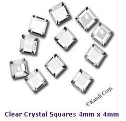 Hot-Fix Swarovski&reg; Crystal Square 4mm x 4mm (10/pkt)