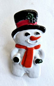 Christmas Snowman Enamelled Button