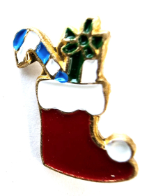Christmas Stocking Enamelled Button