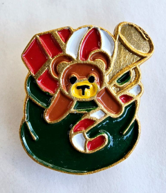 Christmas Toy Bag Enamelled Button