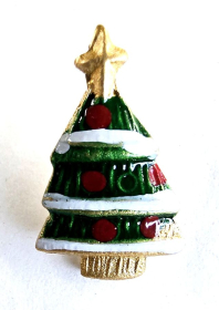 Christmas Tree Enamelled Button