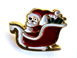 Santa Sleigh Enamelled Button