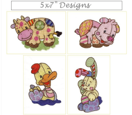 Hatched in Africa - Patchwork Farm Animals 5" x 7"