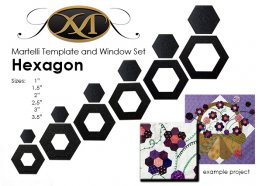 Hexagon Template/Fussy-Cut Window Combo (12-pieces, 6-sizes) - Martelli Templates