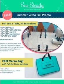 Sew Steady Full Versa Table with all 4 extensions Winter Special