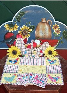OP-37 Kitchen Chicken Placemat, Coaster & Spice Box
