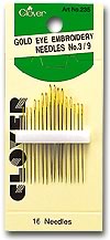 Gold Eye Embroidery Needles #3/9 by Clover