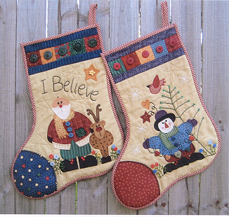 Santa's Christmas Stockings - Santa and Snowman by Suzanne Gray