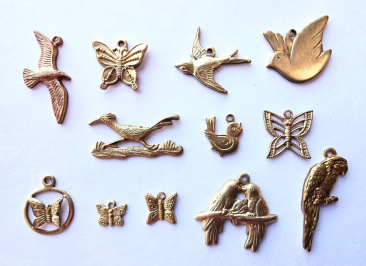 Birds and Butterflies - Brass Charms Set