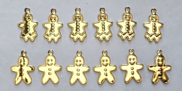 Gingerbread Men Gold Plated - Brass Charms Set