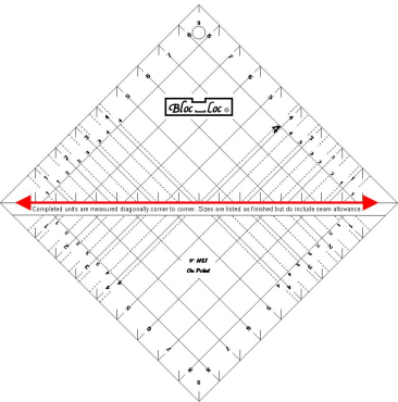 Bloc Loc Half-Square Triangle in a Square On Point Ruler 9"