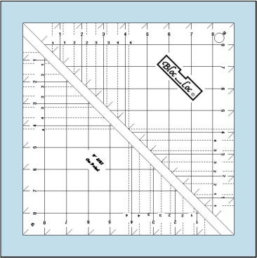 Bloc Loc Half-Square Triangle in a Square On Point Ruler 9"