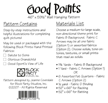 Glorious Grandchild Fabric Panel &  Good Points Pattern