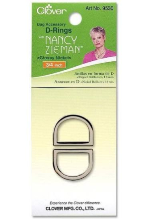 D-Rings 3/4" Glossy Nickel - Nancy Zieman - Clover