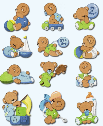 Adorable Bears:It’s a Boy!  by 1-2-3 Embroidery