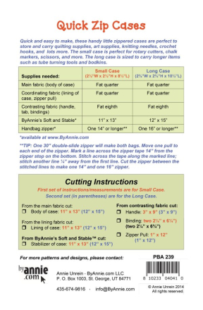 Quick Zip Cases Pattern - By Annie