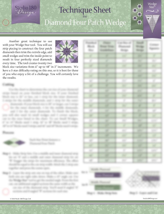 Diamond Four Patch Wedge - Technique Sheet - by Deb Tucker