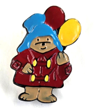 Paddington Bear with Balloons Enamelled Button