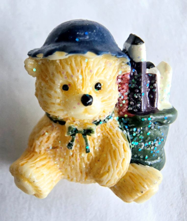 Teddy with Schoolbag Ceramic Button