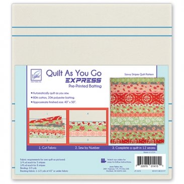 Quilt As You Go Express Pre-Printed Batting - Savvy Stripes Quilt Pattern - June Tailor