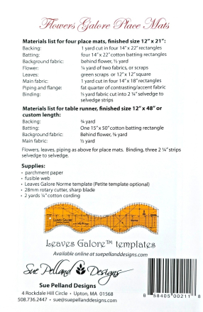 Flowers Galore Place Mat - a Leaves Galore Pattern