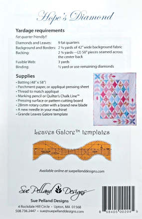 Hope's Diamond - a Leaves Galore Pattern by Sue Pelland