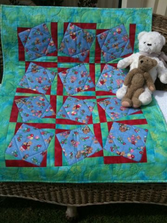 Blue Teddy Vertical Join Technique Quilt Pattern - The Sewing Revolution