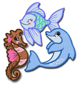 Little Sea Friends by 1-2-3 Embroidery