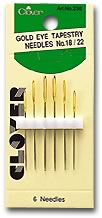 Gold Eye Tapestry Needles #18/22 by Clover
